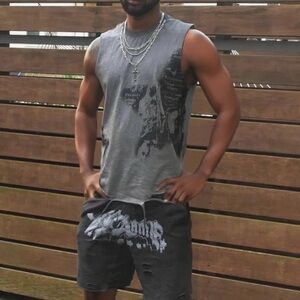 Supermade Men's Gray Streetwear StarGraphic Tank Top Size M